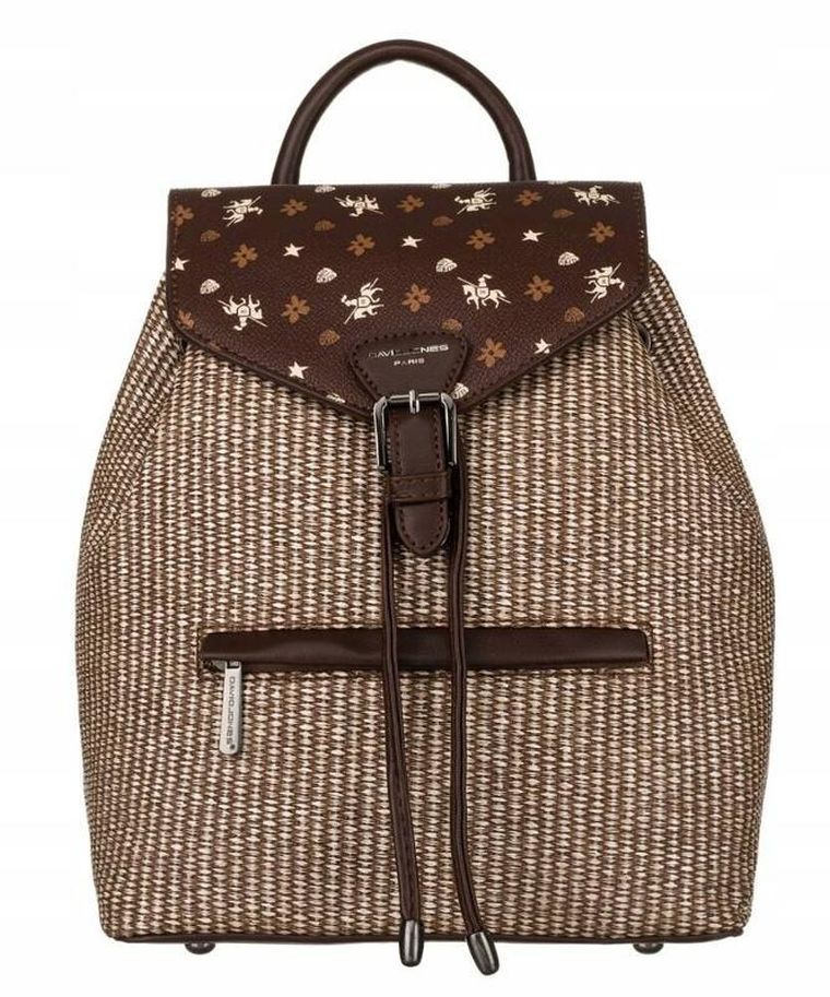 Plecak miejski, brązowy, skóra ekologiczna, David Jones