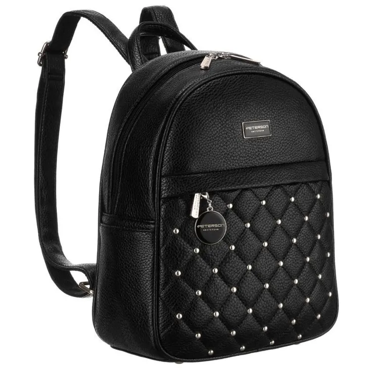 Plecak miejski, czarny, skóra ekologiczna, Peterson