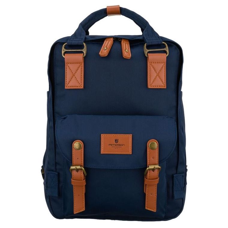 Plecak miejski, granatowo-brązowy, Peterson