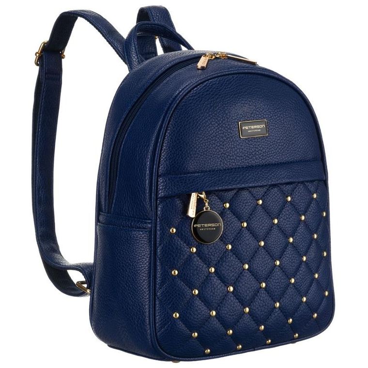 Plecak miejski, niebieski, skóra ekologiczna, Peterson