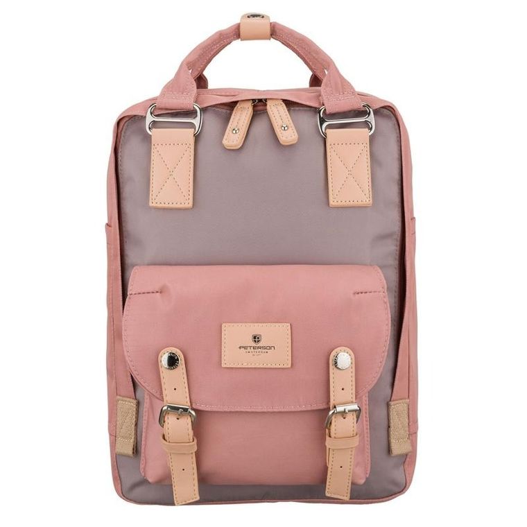 Plecak miejski, różowo-szary, Peterson