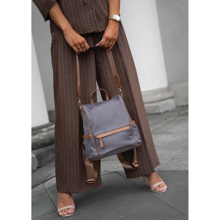 Plecak miejski, szary, skóra ekologiczna, Peterson