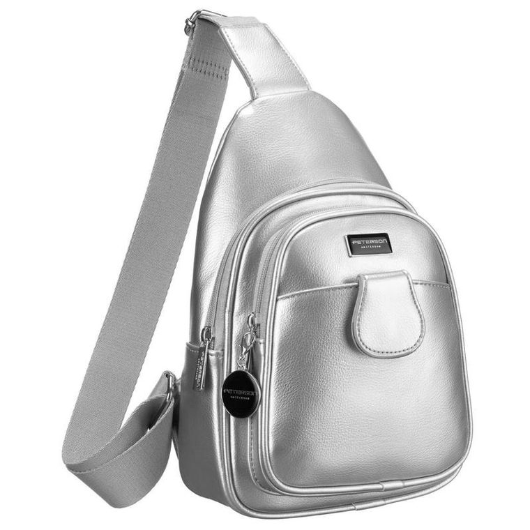Plecak na jedno ramię, saszetka, srebrny, Peterson