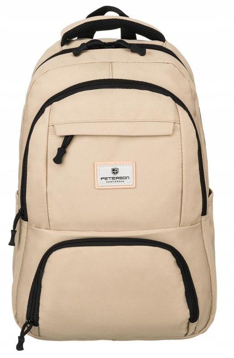 Plecak na laptopa, beżowy, Peterson