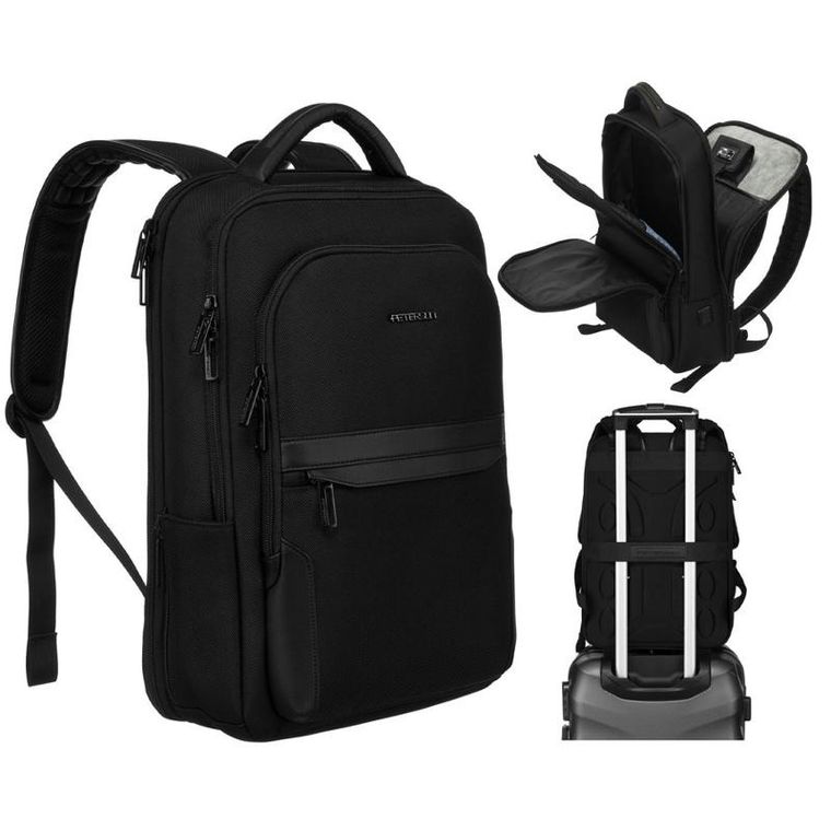 Plecak podróżny, bagaż podręczny do samolotu, czarny, Peterson