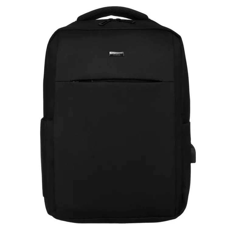 Plecak podróżny, bagaż podręczny do samolotu, czarny, port USB, Peterson