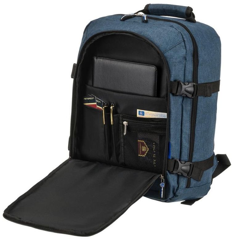 Plecak podróżny, bagaż podręczny do samolotu, niebieski, Peterson