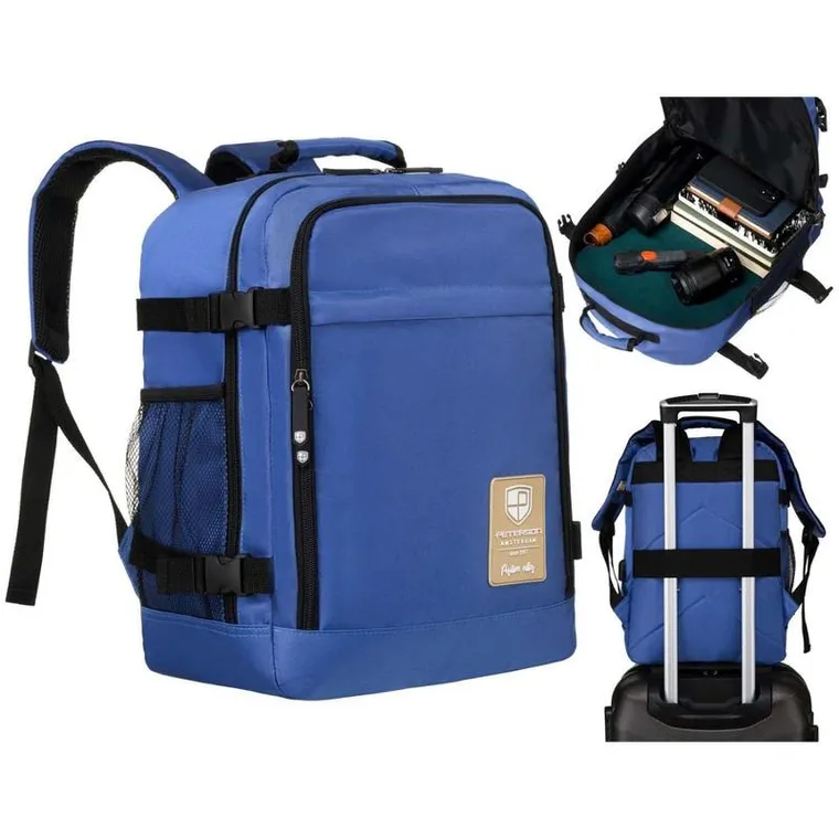 Plecak podróżny, bagaż podręczny do samolotu, niebieski, Peterson
