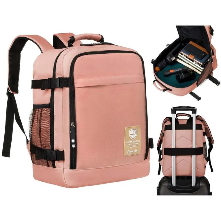 Plecak podróżny, bagaż podręczny do samolotu, różowy, Peterson