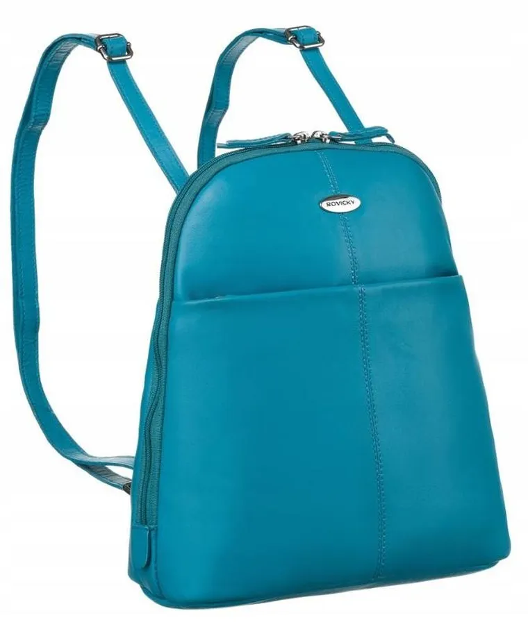 Plecak, turkusowy, skórzany, Rovicky