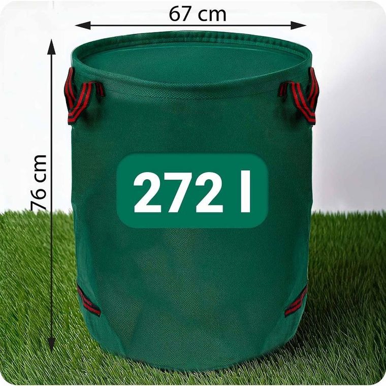 Plonos, kosz ogrodowy na liście, zielony, 272l