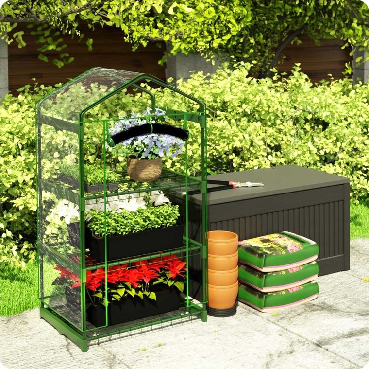 Plonos, mini szklarnia, balkonowa, 3 półki, 125-69-49 cm