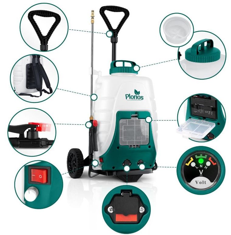 Plonos, opryskiwacz akumulatorowy, z wózkiem