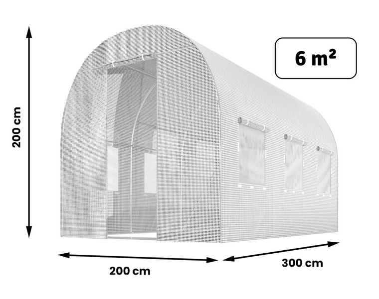 Plonos, tunel ogrodowy, 2-3 m, 6 m², biały
