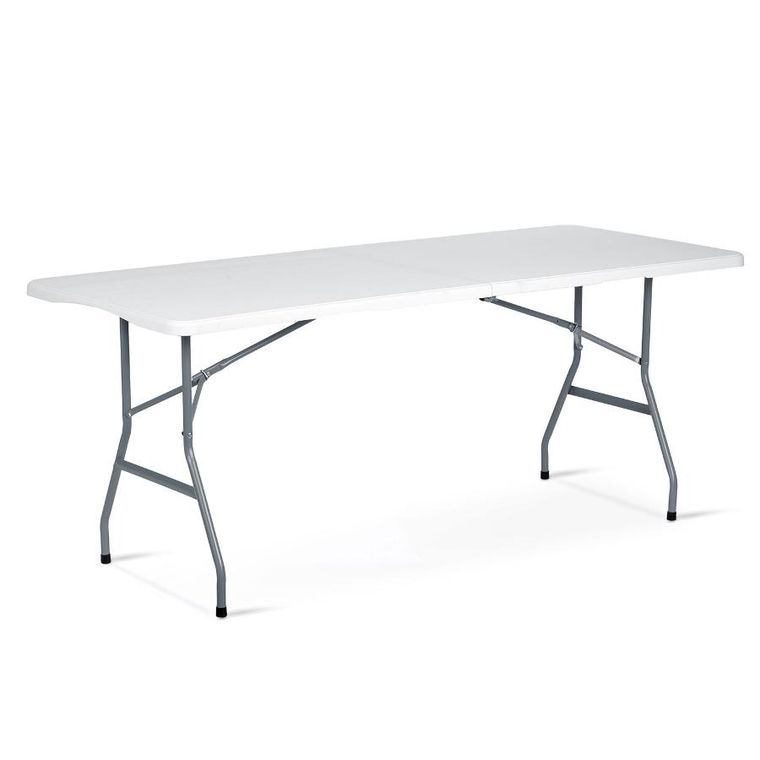 Plonos, zestaw cateringowy ogrodowy składany stół + 2 ławki, biały, 180 cm