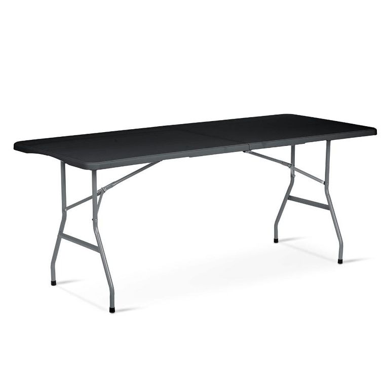 Plonos, zestaw cateringowy ogrodowy składany stół + 2 ławki, czarny, 180 cm