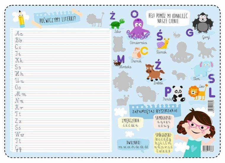 Podkładka na biurko, mata, Alfabet