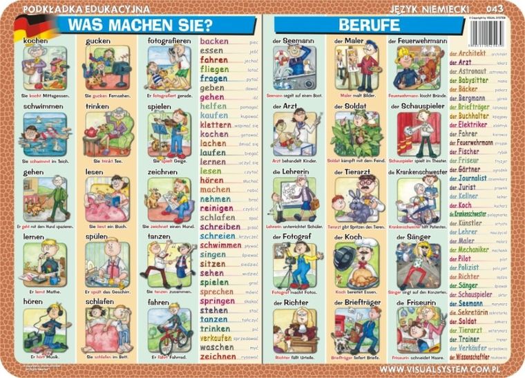 Podkładka na biurko, mata, dwustronna, Das Alphabet, die Gegenstze, was machen sie? die Berufe