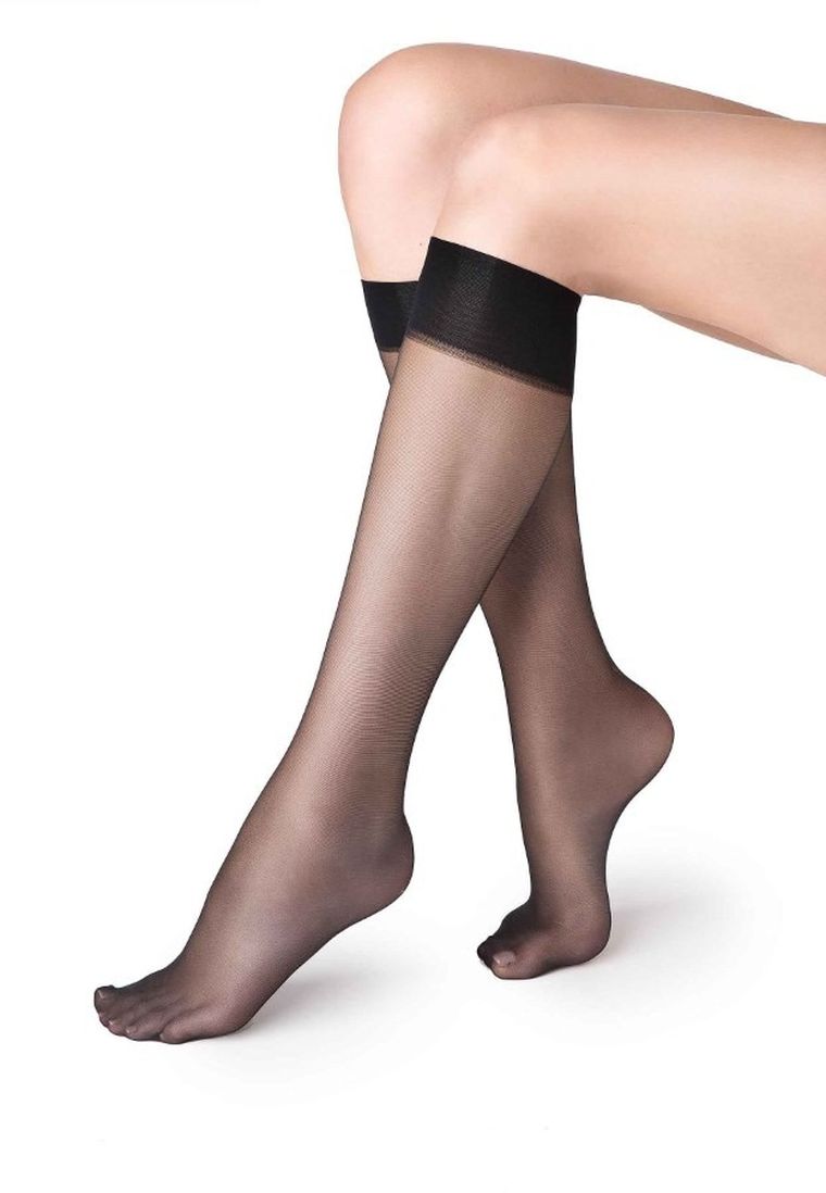 Podkolanówki damskie, ufki, czarne, 15 DEN, zestaw, 2 szt., Marilyn