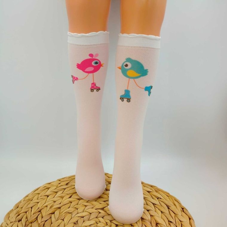 Podkolanówki dziewczęce, białe, Milusie