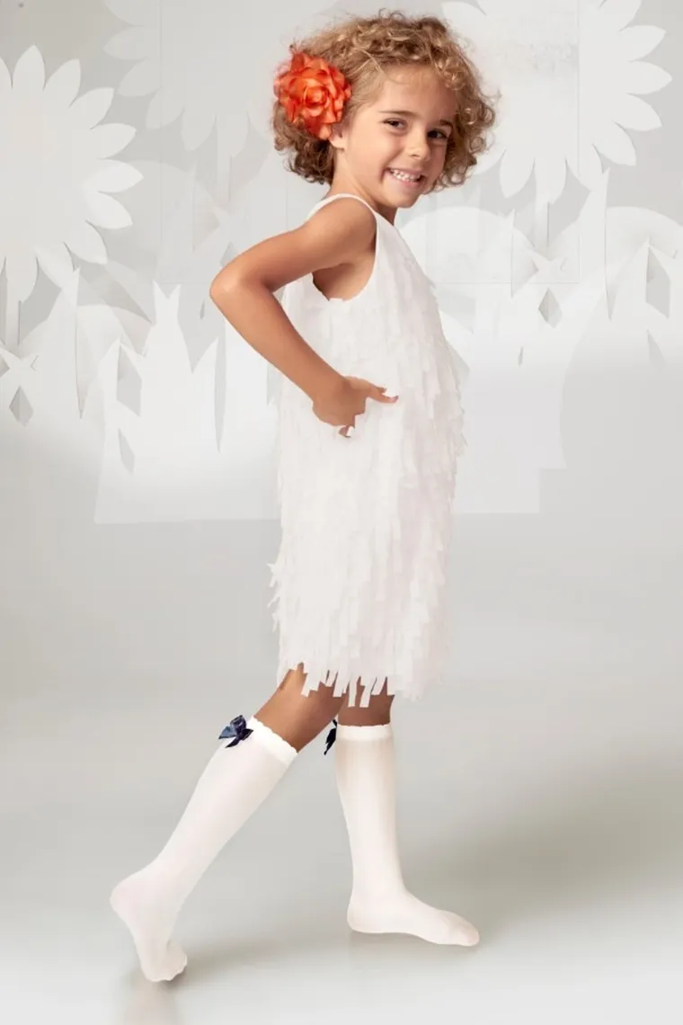 Podkolanówki dziewczęce, cienkie, białe, Milusie