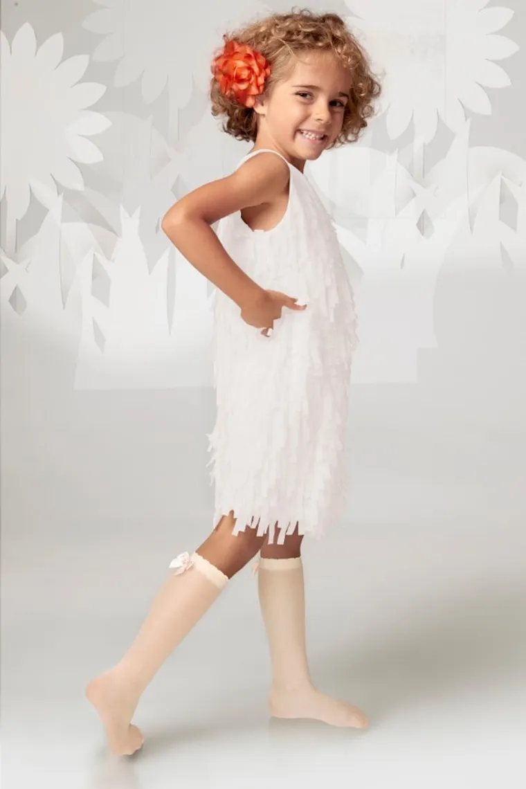 Podkolanówki dziewczęce, cienkie, ecru, Milusie