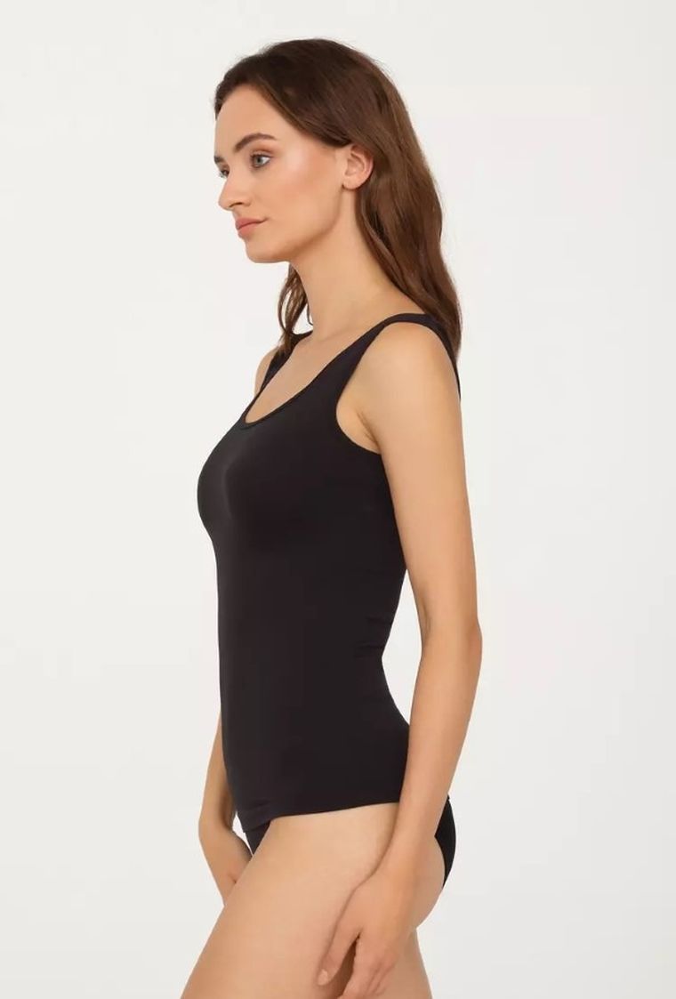 Podkoszulek damski bez rękawów, czarny, Gatta