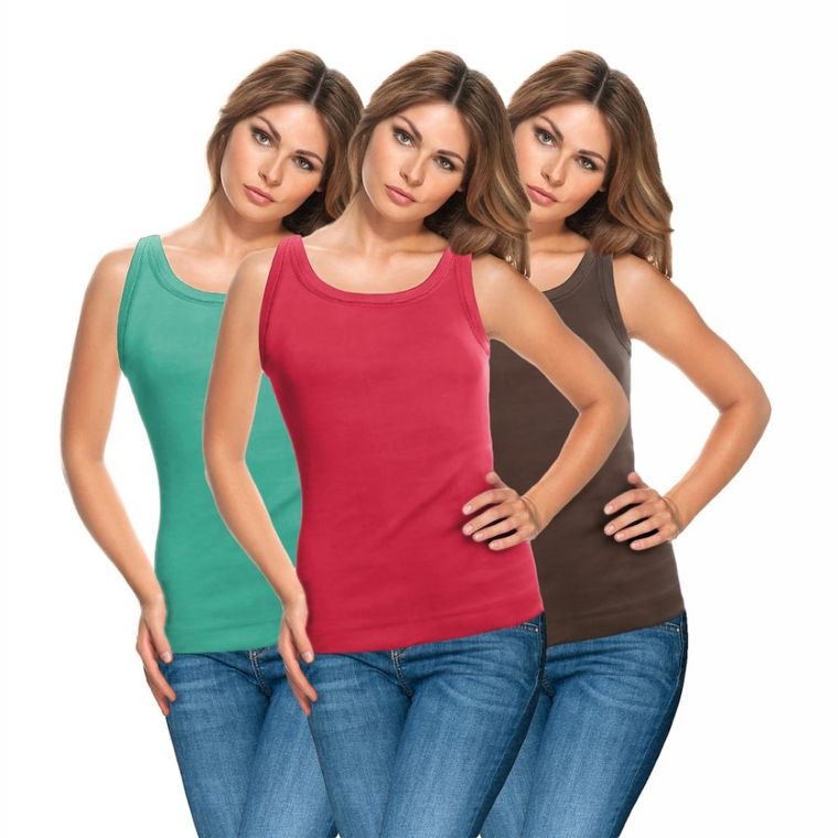 Podkoszulek damski bez rękawów, mix, zestaw, 3 szt., e.Femme