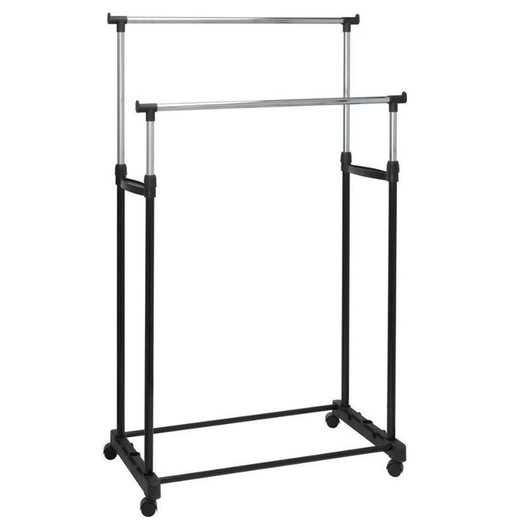 Podwójny wieszak na ubrania, szafa na kółkach