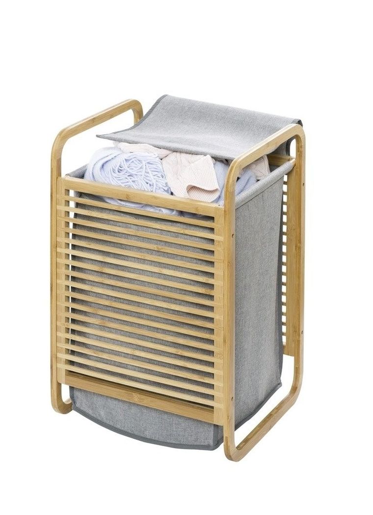 Pojemnik na pranie z bambusowym stelażem, 40-60-35 cm