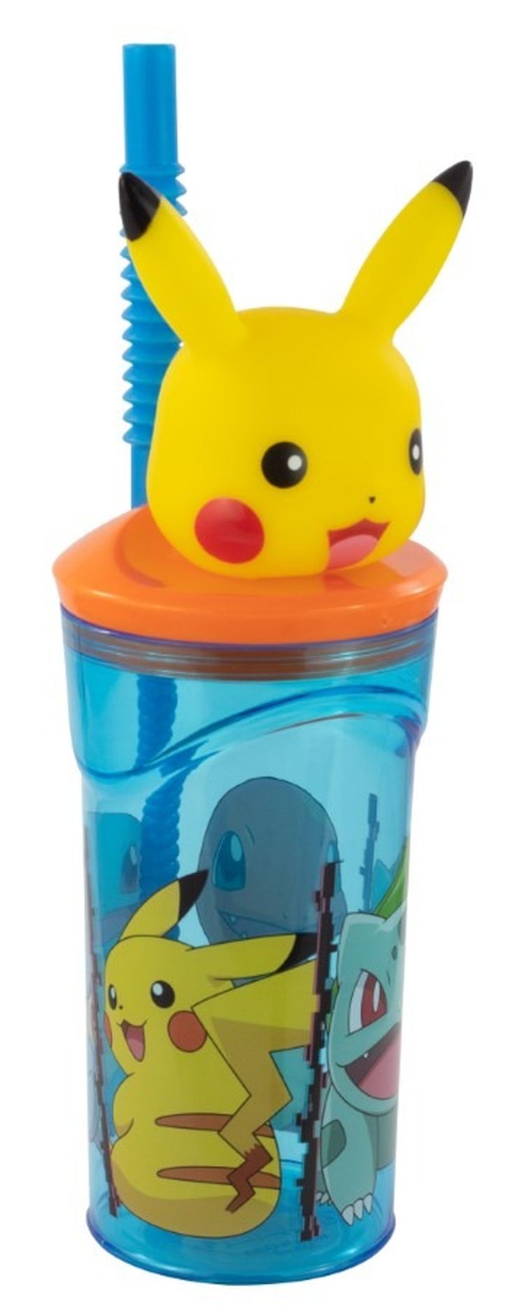 Pokemon, butelka do picia, ze słomką i figurką 3D