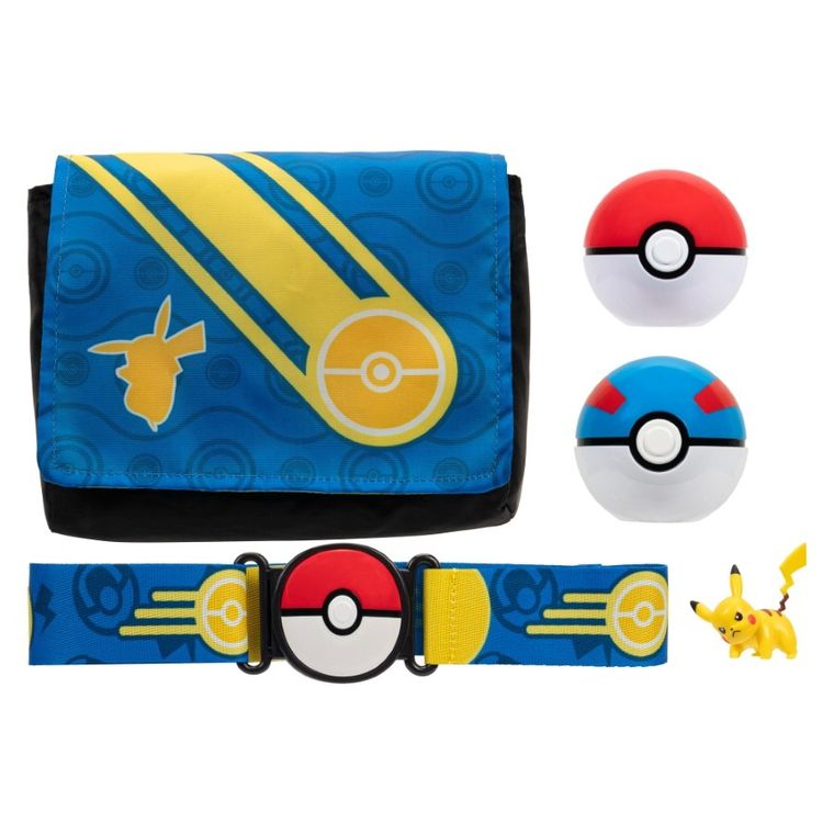 Pokemon, Clip 'N' Go Bandolier Set, Pikachu, pas trenera, zestaw z torbą i figurką