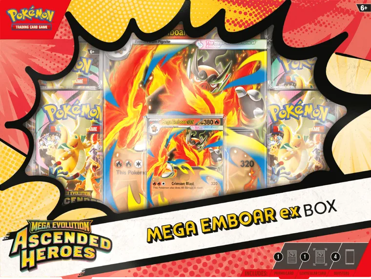 Pokemon TCG: Mega Evolution, Ascended Heroes, Mega Emboar ex Box, gra karciana