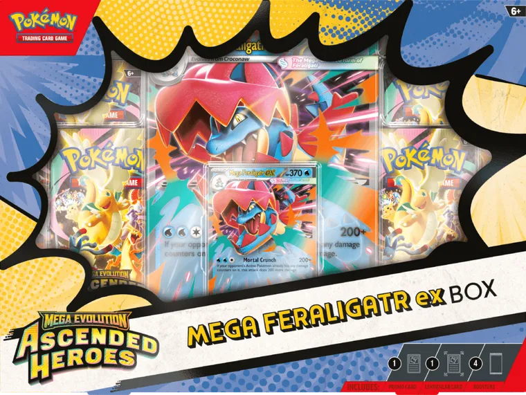 Pokemon TCG: Mega Evolution, Ascended Heroes, Mega Feraligatr ex Box, gra karciana