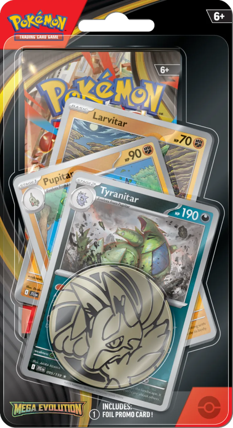Pokemon TCG: Mega Evolution, Premium Checklane Blister, Tyranitar/Meowscarada, gra karciana, dodatek
