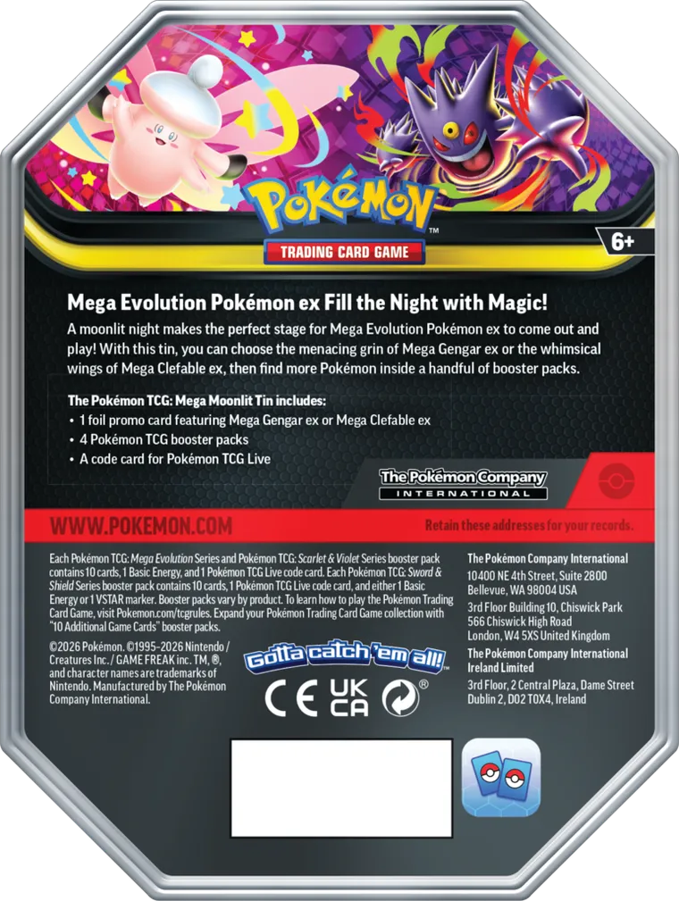 Pokemon TCG: Mega Moonlit Tin, Gengar, gra karciana w puszce, dodatek