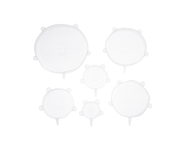 Pokrywki silikonowe do żywności, białe, 6 szt.