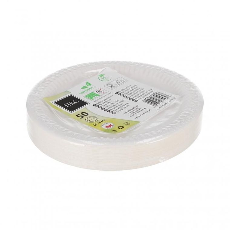 Pol-Mak, talerz papierowy, biały, 18 cm, 50 szt.