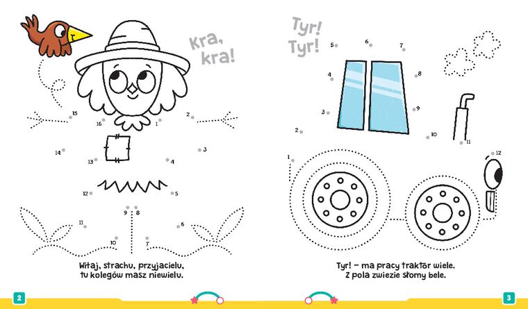 Połącz punkty i zobacz! Na wsi. Przygotowanie do nauki pisania. Ścieralny pisak