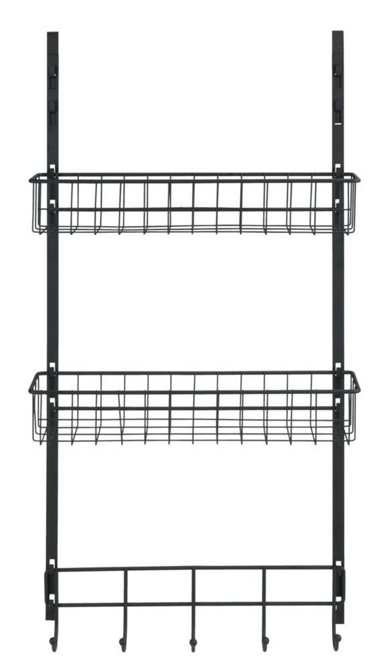 Półka kuchenna na drzwi, z wieszakami, czarna