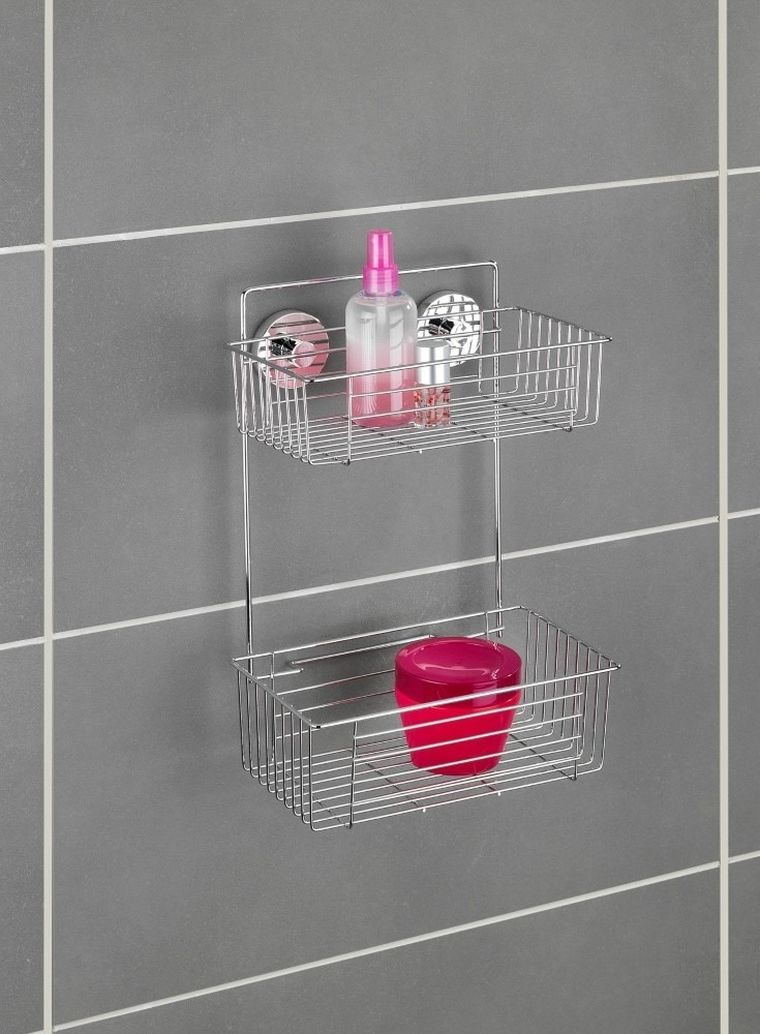 Półka łazienkowa, Bari, pod prysznic, vacuum-loc, 2 poziomy