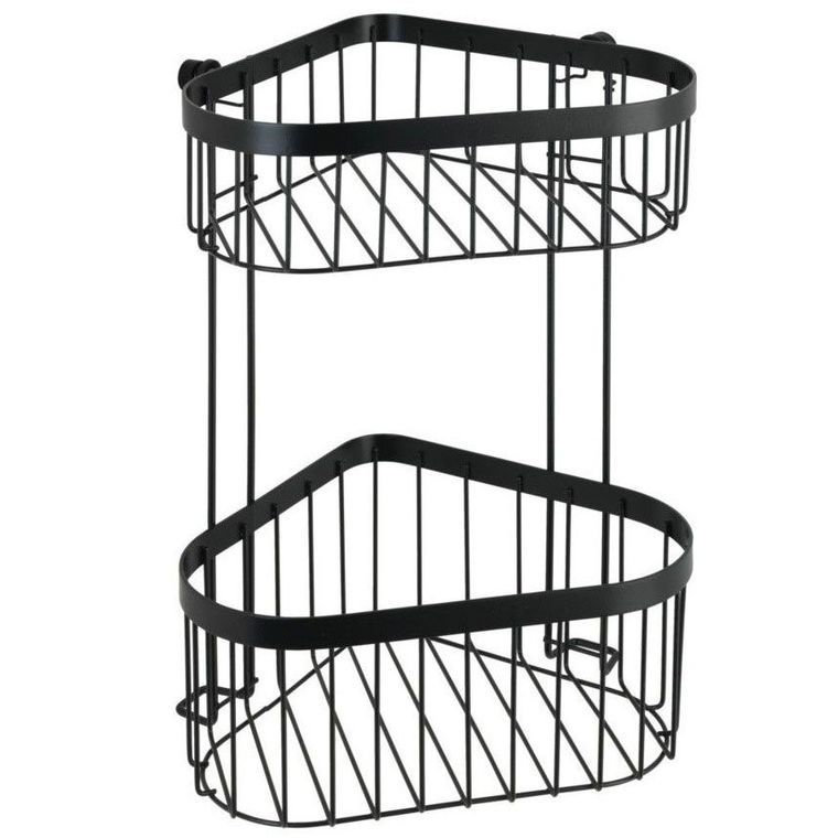 Półka narożna, dwupoziomowa, classic plus, czarny