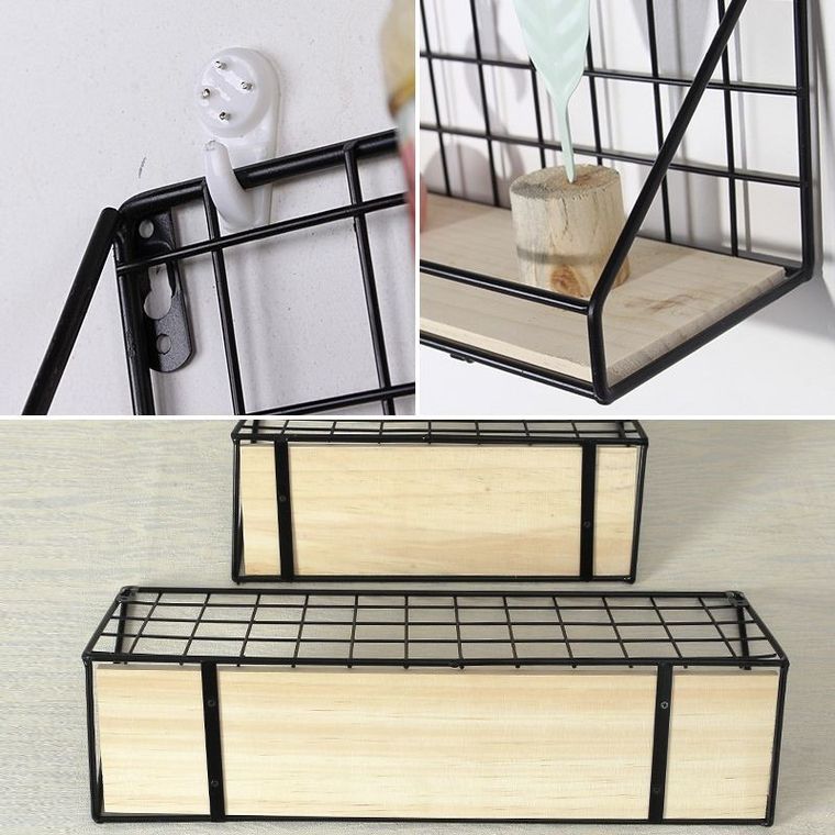 Półka ścienna z drążkiem, styl Loft, czarna, 29,5 cm