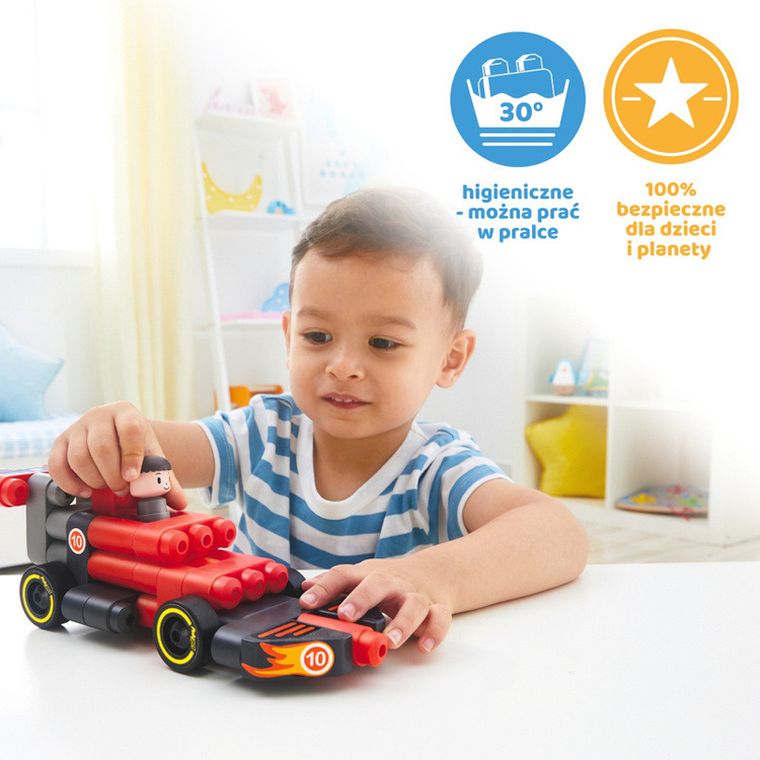 PolyM, Samochód wyścigowy, klocki konstrukcyjne, 31 elementów