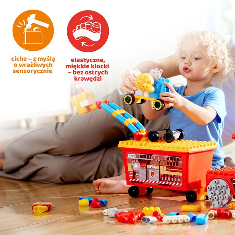 PolyM, Straz pożarna, klocki konstrukcyjne w aucie, 106 elementów