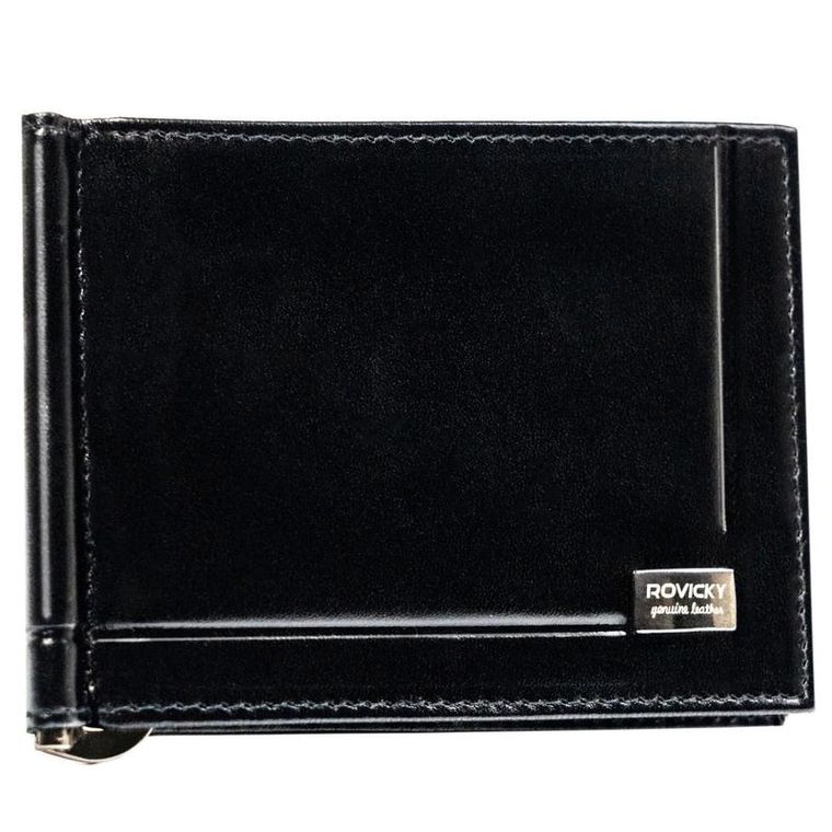 Portfel, banknotówka, czarny, skórzany, Rovicky