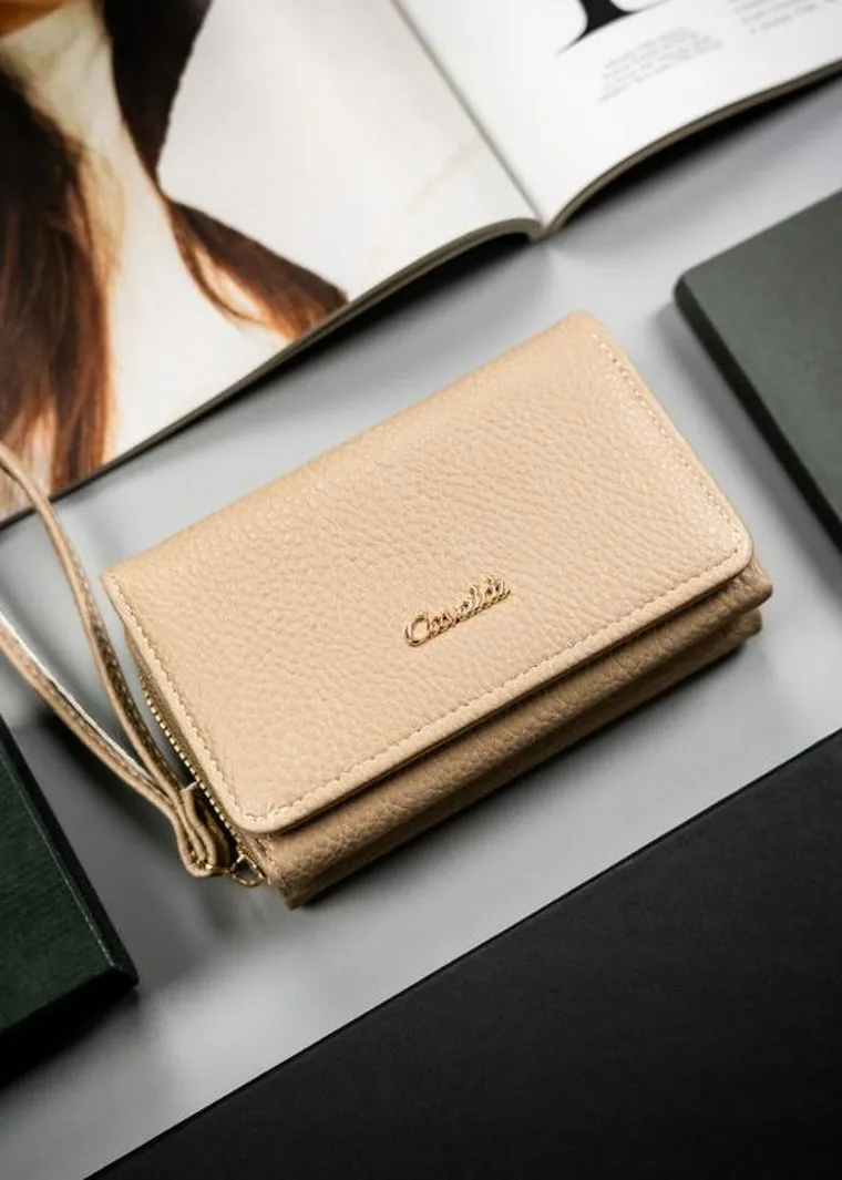 Portfel, beżowy, skóra ekologiczna, Cavaldi