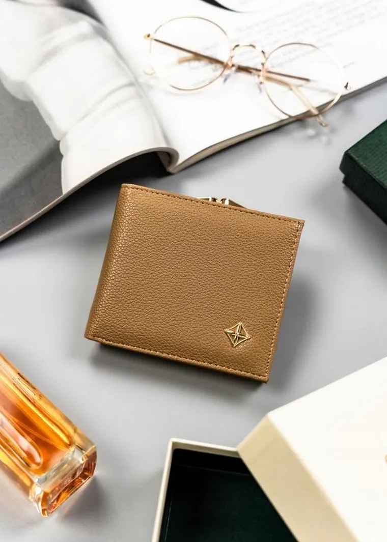 Portfel, beżowy, skóra ekologiczna, Milano Design