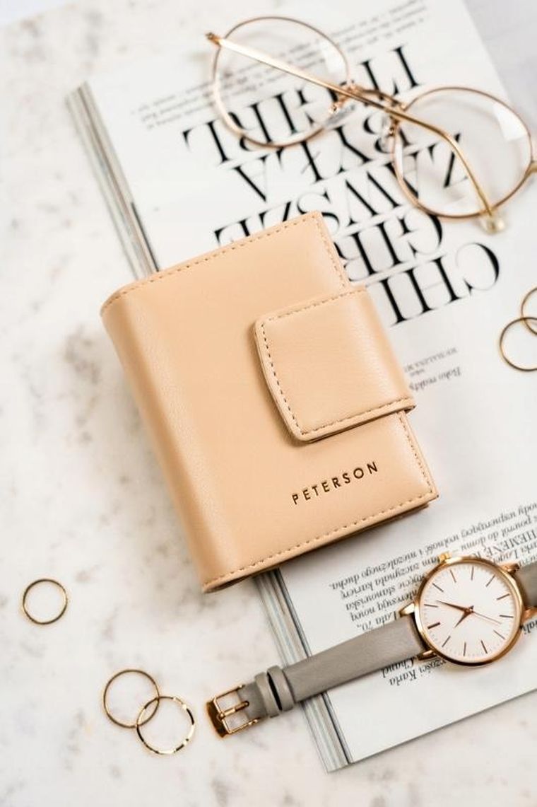Portfel, beżowy, skóra ekologiczna, Peterson