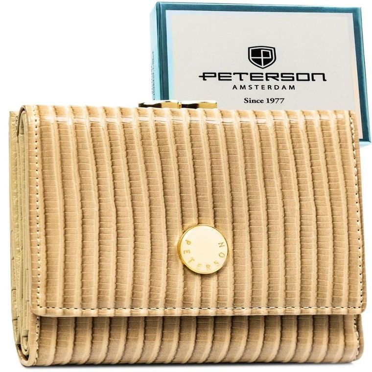 Portfel, beżowy, skóra ekologiczna, Peterson